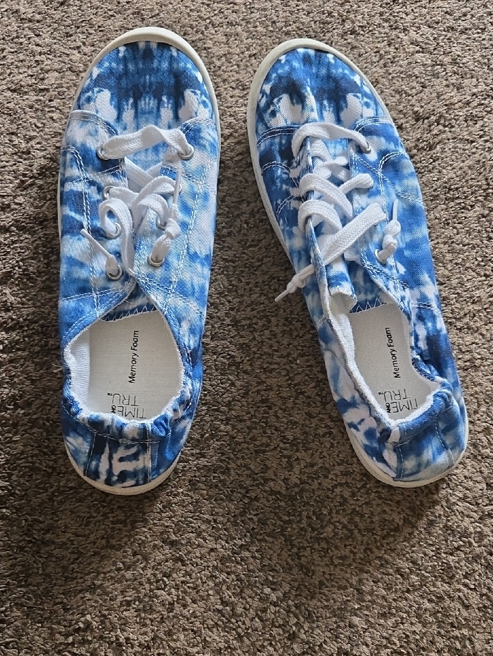Time and Tru Blue Tie-Dye Canvas Sneakers for Women 💙